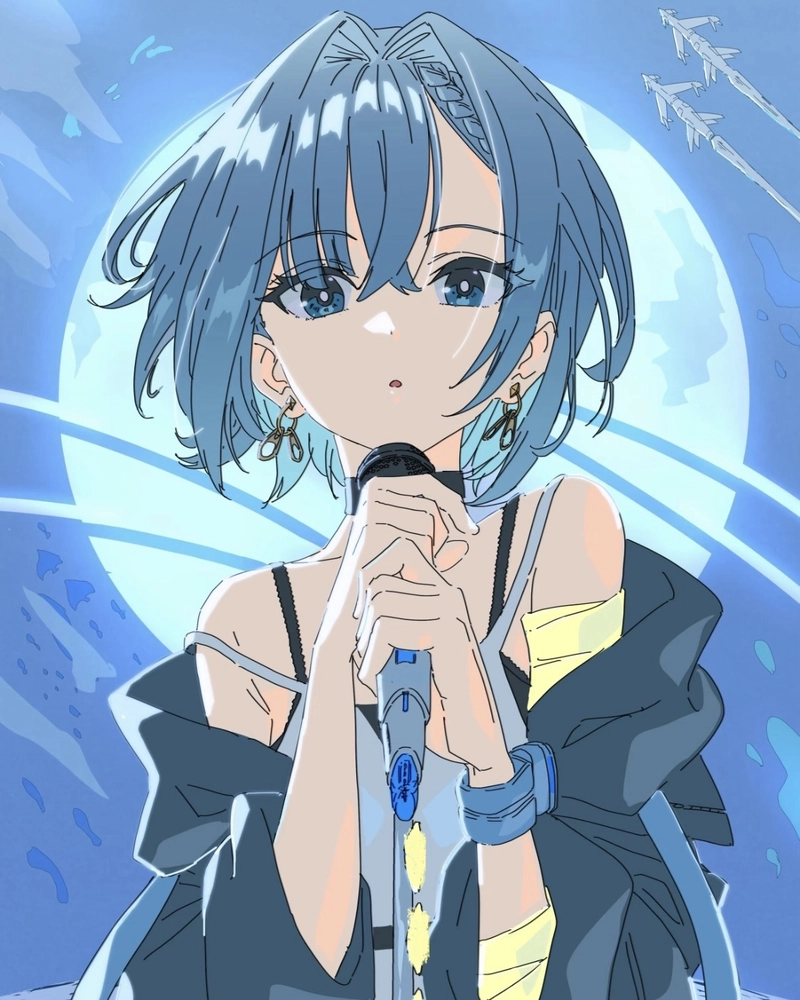 Hình anime nữ tóc ngắn ánh mắt trong veo dễ mến