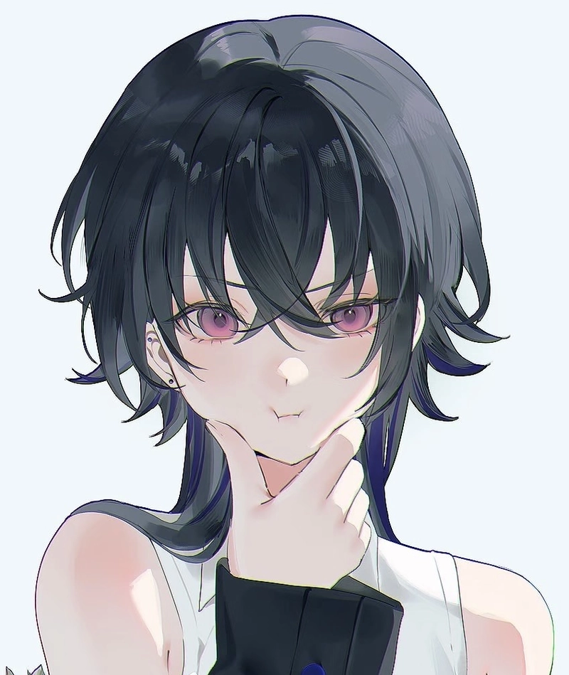 Hình anime nữ tóc ngắn cười nhẹ tạo cảm giác vui vẻ