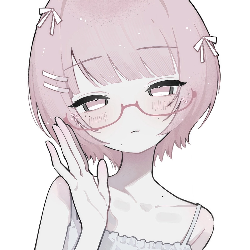 Hình anime nữ tóc ngắn đeo kính cách năng động