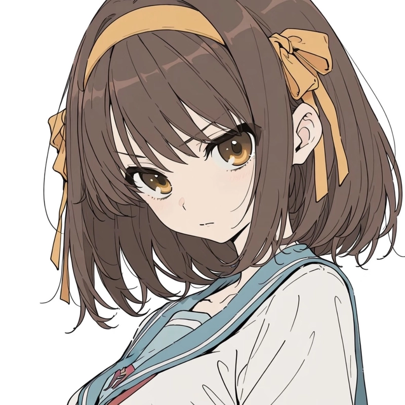 Hình anime nữ tóc ngắn mặc áo sơ mi trẻ trung