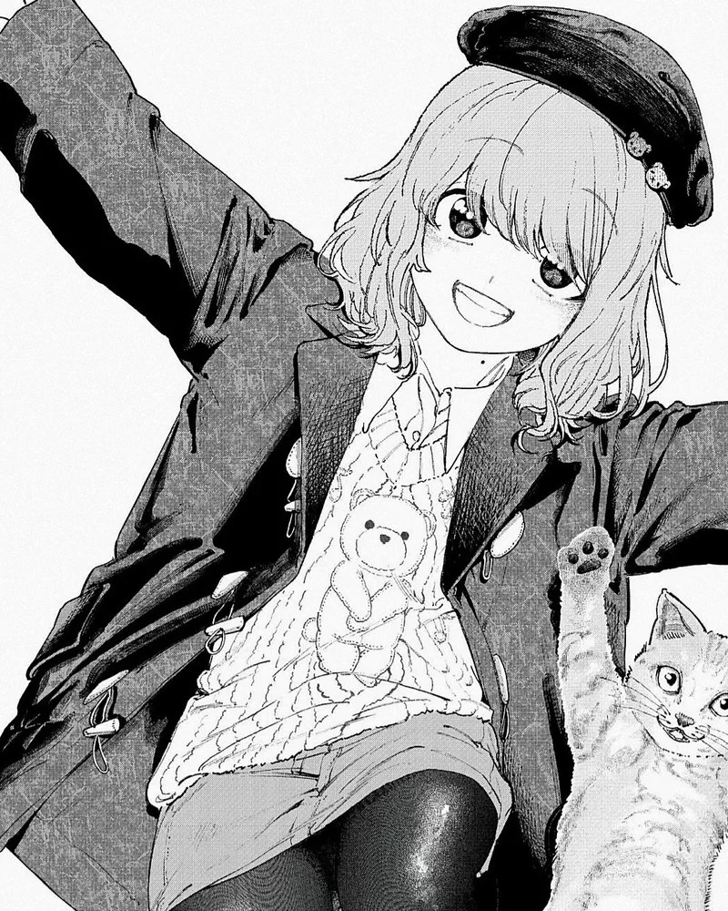 Hình anime nữ trắng đen ánh sáng nhẹ phủ khung hình tối