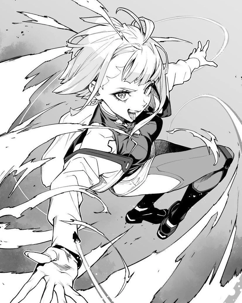 Hình anime nữ trắng đen đường viền đậm tạo nét sắc sảo