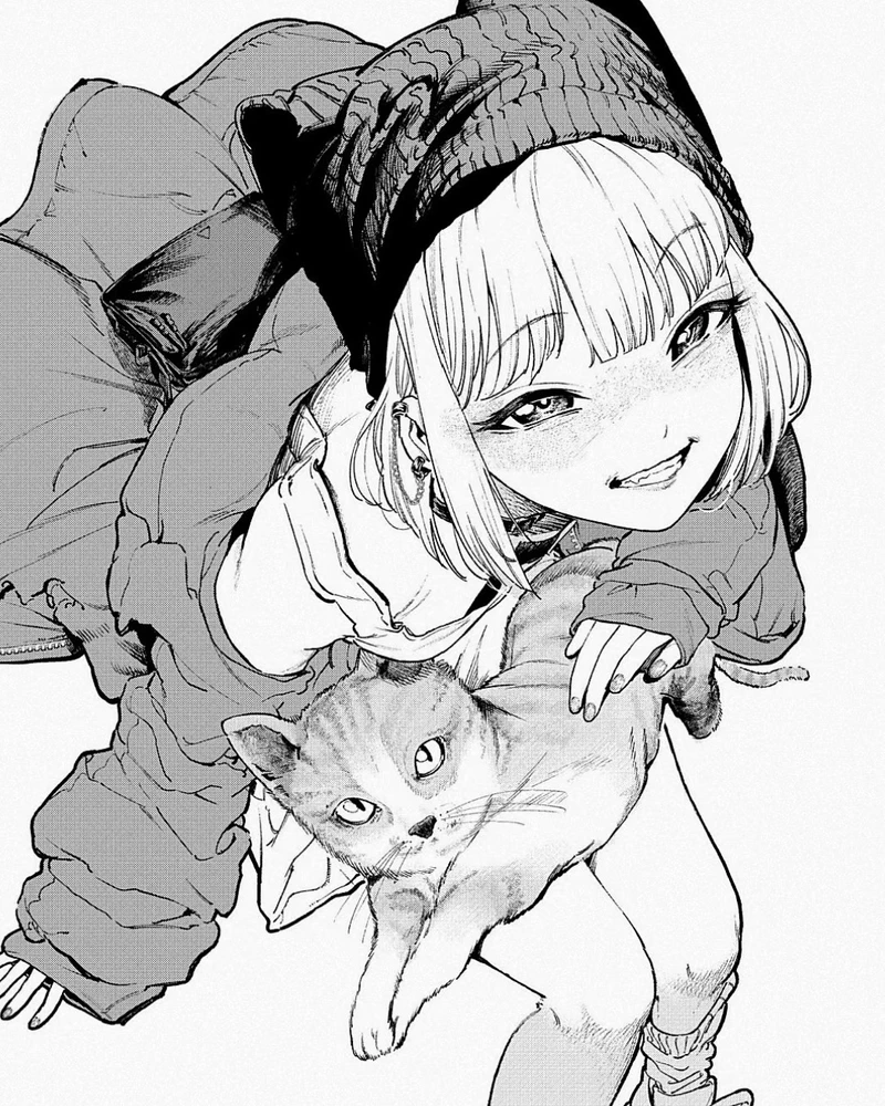 Hình anime nữ trắng đen mái tóc ngắn tạo nét lạnh lẽo