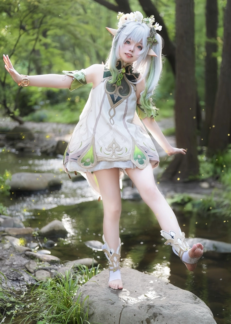 Nữ Nahida cosplay ánh mắt trong trẻo vẻ đẹp tinh khôi
