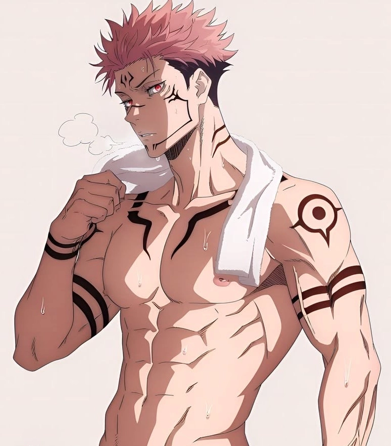 Sukuna anime với nụ cười lạnh mang vibe đáng sợ