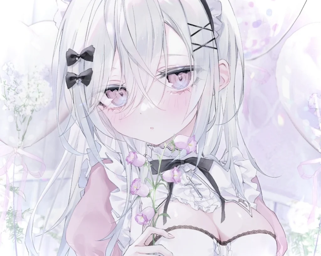 ảnh anime girl tóc trắng thumbnail