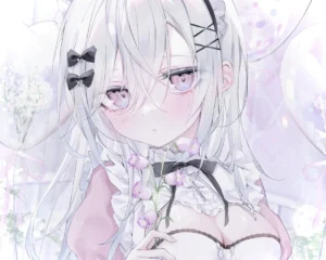 ảnh anime girl tóc trắng thumbnail