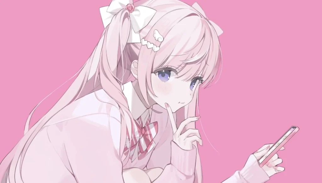 ảnh anime nữ tóc hồng thumbnail