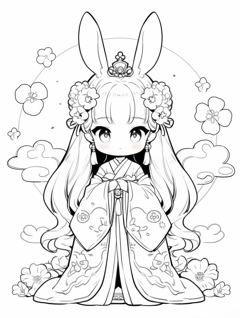 công chúa chibi dễ thương tranh tô màu cho bé
