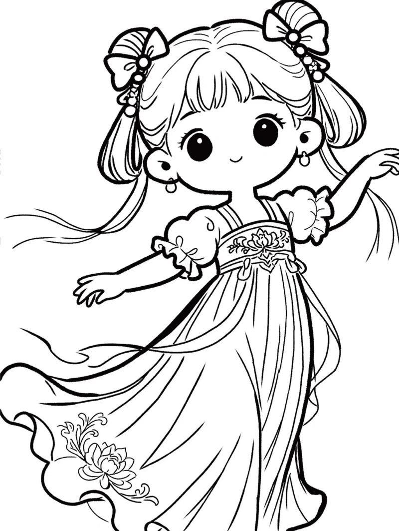 hình đẹp tranh tô màu công chúa chibi