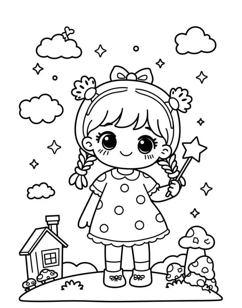 mẫu đẹp tranh tô màu công chúa chibi dễ thương