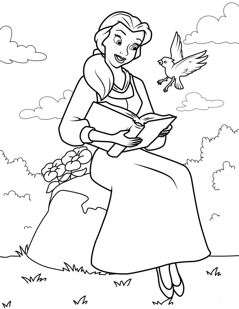 tranh đẹp tô màu công chúa belle
