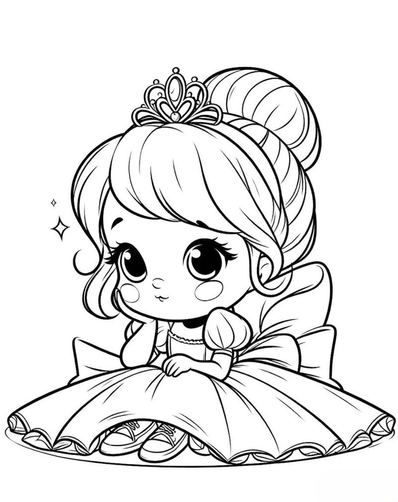 tranh tô màu công chúa chibi cho giờ giải trí