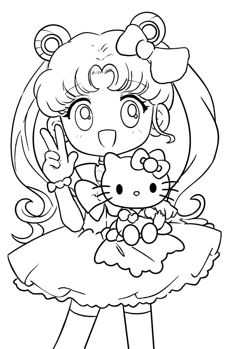 tranh tô màu công chúa chibi công chúa tóc dài