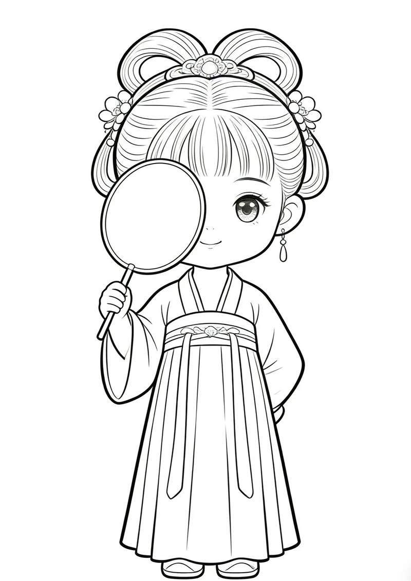 tranh tô màu công chúa chibi đáng yêu cho bé