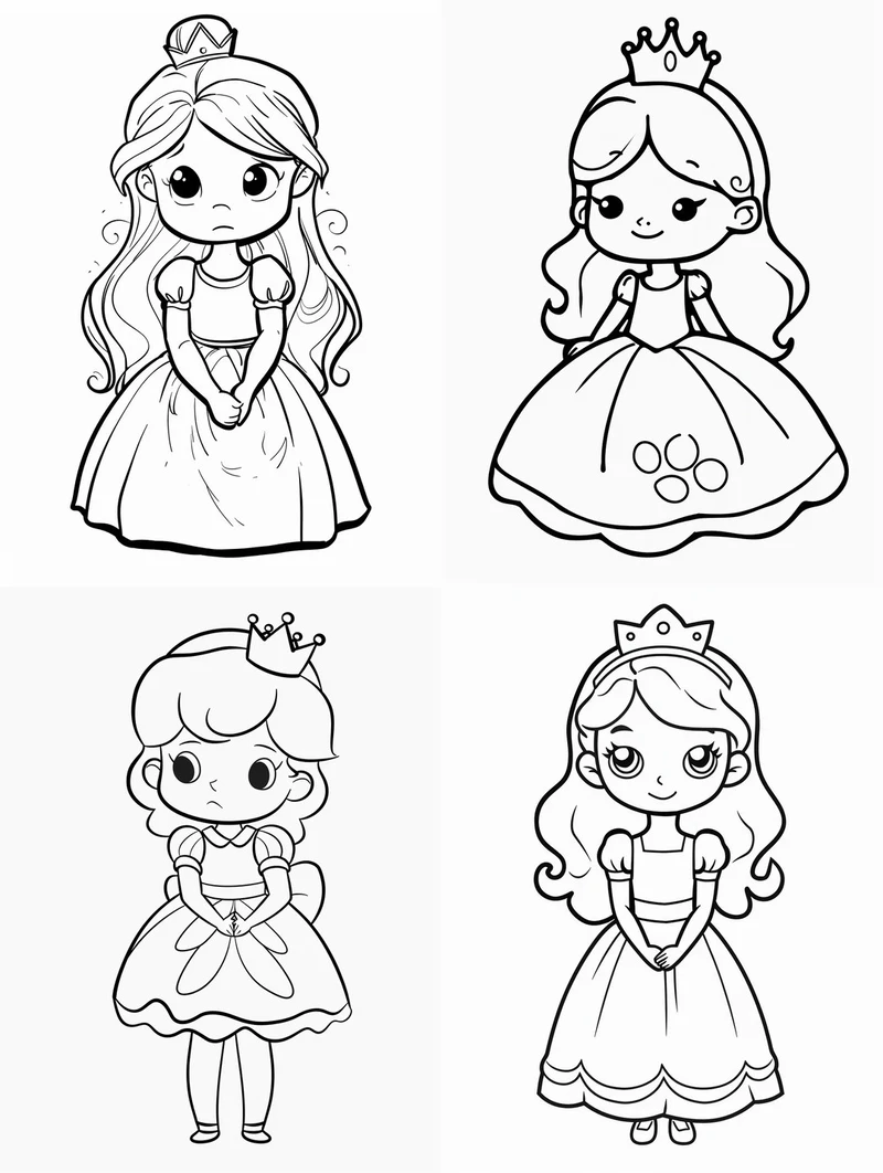 tranh tô màu công chúa chibi dễ thương cho bé gái