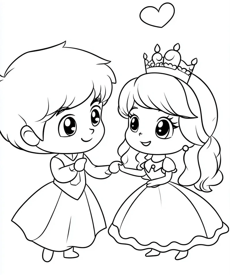 tranh tô màu công chúa chibi dễ thương đáng yêu
