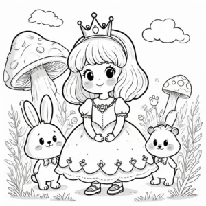 tranh tô màu công chúa chibi dễ thương ngộ nghĩnh