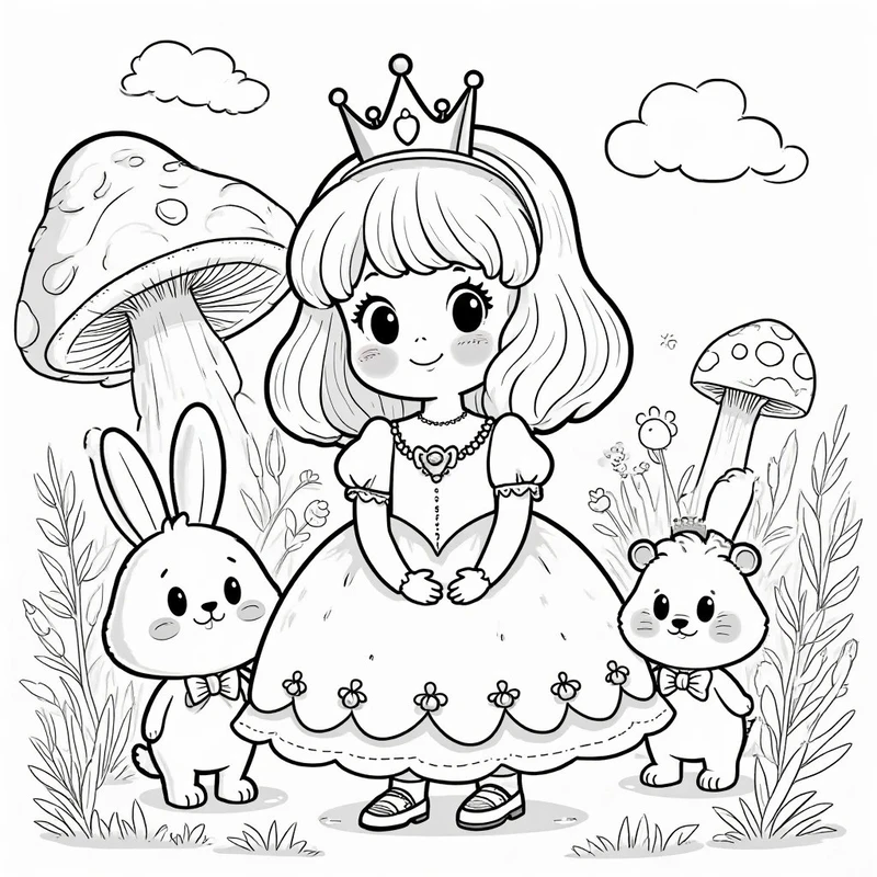 tranh tô màu công chúa chibi dễ thương ngộ nghĩnh