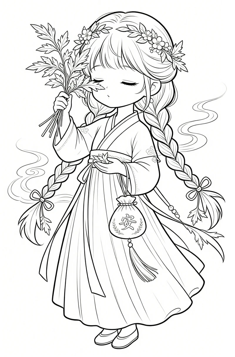 tranh tô màu công chúa chibi dễ thương sáng tạo