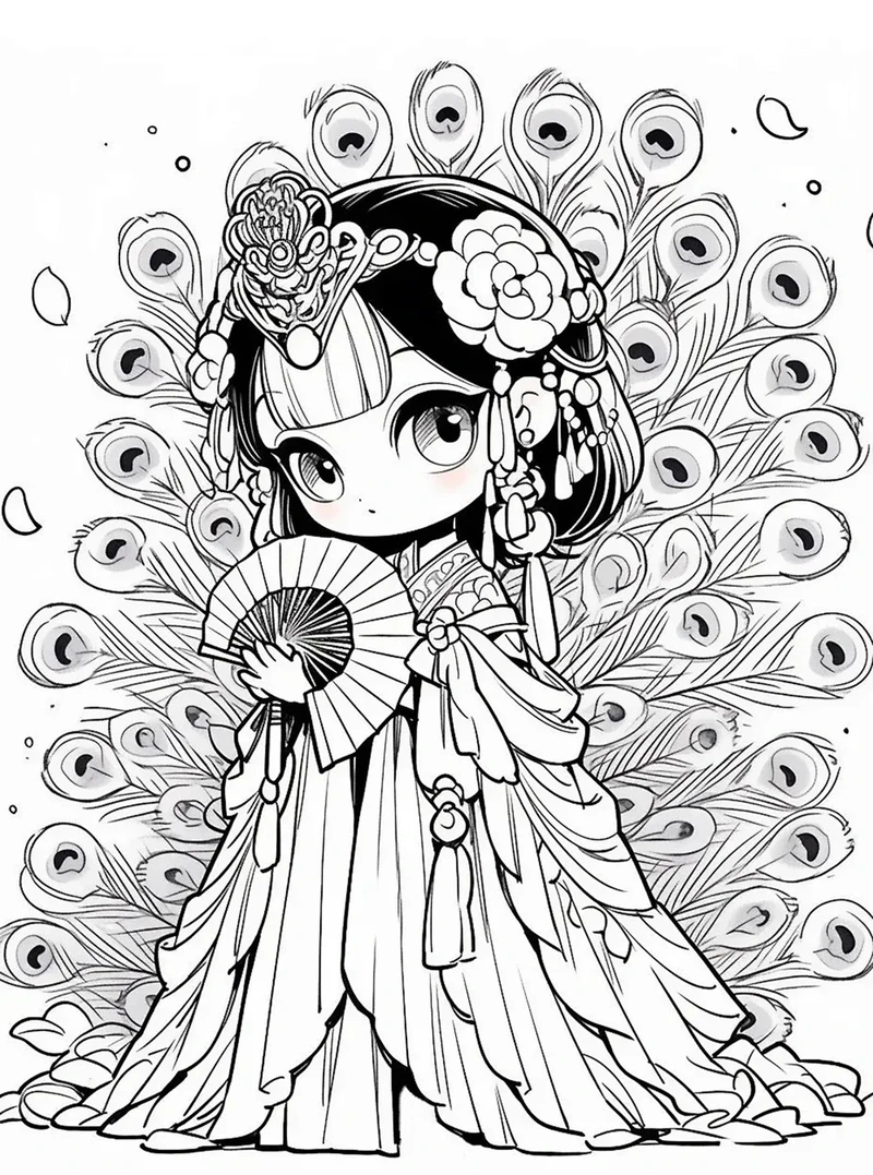 tranh tô màu công chúa chibi với vương miện đẹp