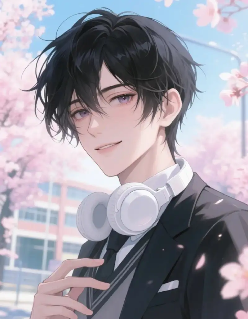 ảnh anime nam học sinh cười tươi
