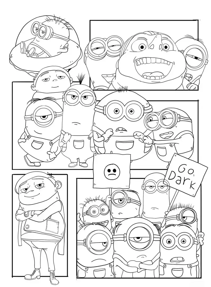 tô màu minions với nhiều biểu cảm vui nhộn